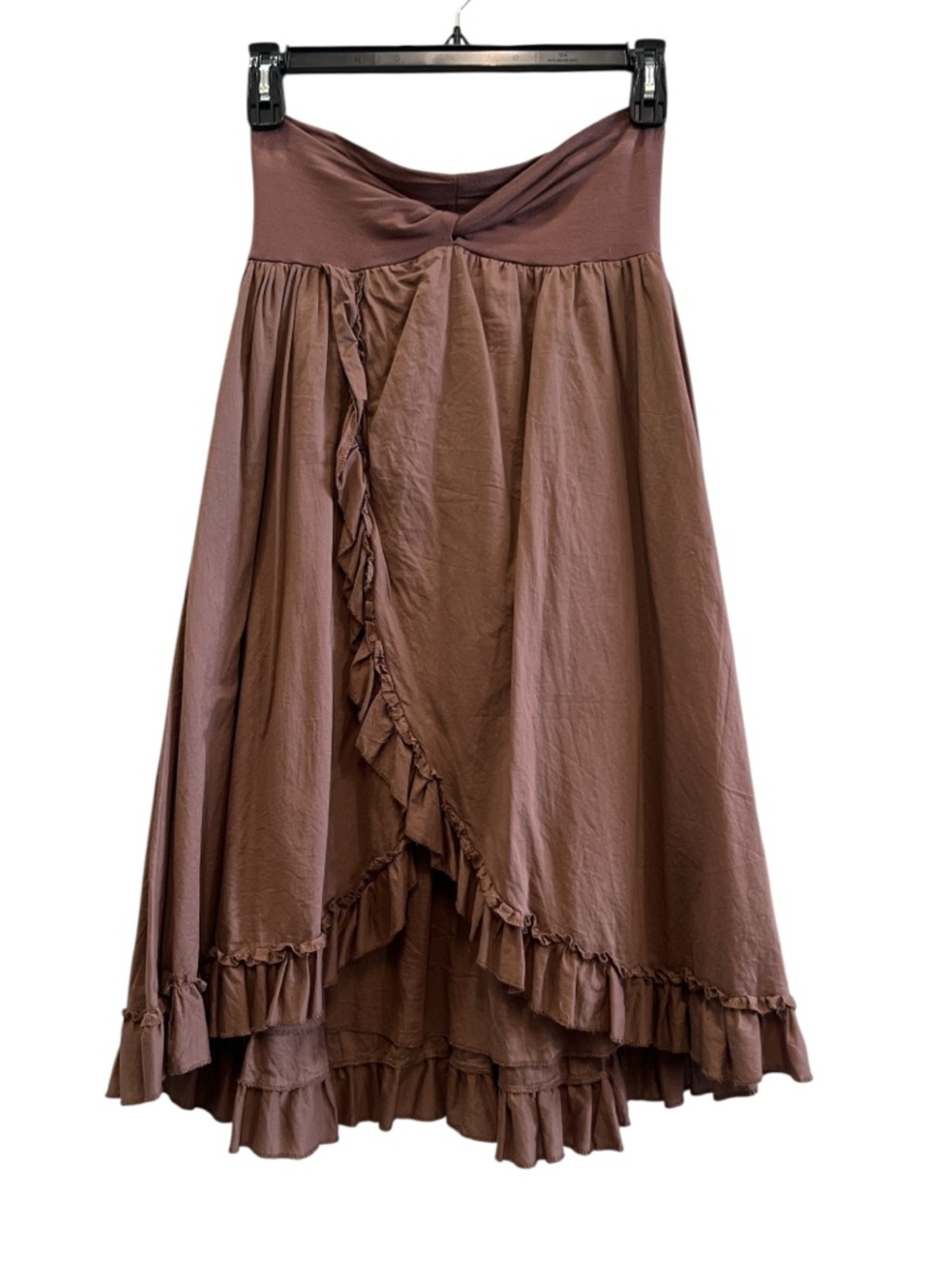 100% Cotton Charlotte Russe Brown Ruffled High-Low Maxi Skirt